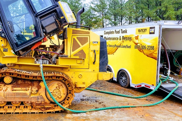 Dozer Filling Up with Mobile Yancey Fuel Solutions Truck