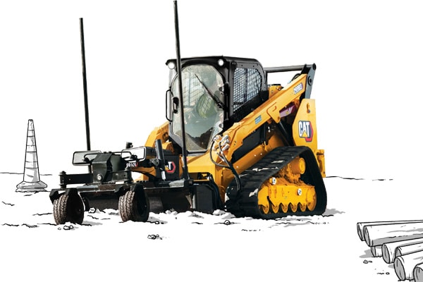 Compact Track Loader Mowing Illustration