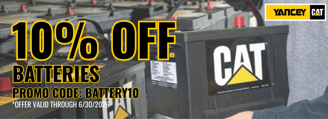 Yancey 10% Off Batteries Promotion - Q2 2026 - Desktop Banner